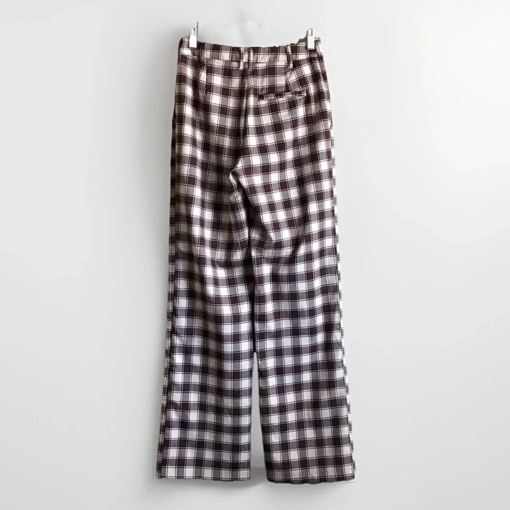 Urban Outfitters Check Plaid Trousers Size 0 Women’s Pants Brown - Picture 4 of 9
